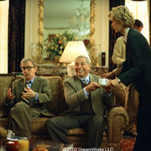 Director Val Waxman (WOODY ALLEN, left) and his agent Al Hack (MARK RYDELL) meet with studio executive Ellie (TÉA LEONI) in hopes that Val will be able to direct Ellie's next movie.