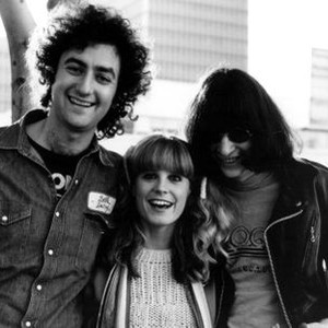 ROCK 'N' ROLL HIGH SCHOOL, director, Allan Arkush, with P.J. Soles, Joey Ramone, during the filming, 1979