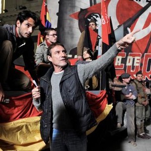 THERE BE DRAGONS, Rodrigo Santoro (left), director Roland Joffe (pointing), on set, 2011. ©Samuel Goldwyn Films