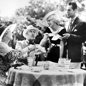 BOMBSHELL, from left: Mary Forbes, C. Aubrey Smith, Jean Harlow, Franchot Tone, 1933
