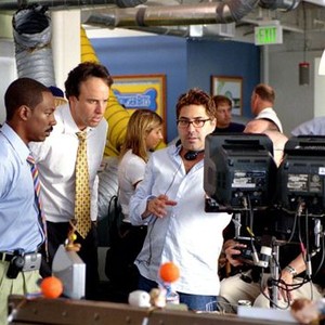 DADDY DAY CARE, Eddie Murphy, Kevin Nealon, director Steve Carr on the set, 2003, (c) Columbia