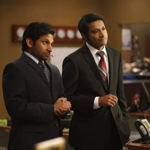 Outsourced, Samrat Chakrabarti (L), Ravi Patel (R), 'Todd's Holi War', Season 1, Ep. #17, 03/17/2011, ©NBC