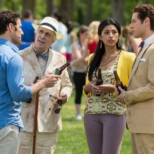 Royal Pains, from left: Mark Feuerstein, Henry Winkler, Reshma Shetty, Paulo Costanzo, 'Dawn of the Med', Season 4, Ep. #4, 06/27/2012, ©USA