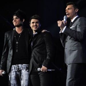 American Idol, Ryan Seacrest (L), Adam Lambert (C), Kris Allen (R), Season 8, 1/13/2009, ©FOX