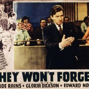 THEY WON'T FORGET, Edward Norris, Gloria Dickson, Claude Rains, 1937