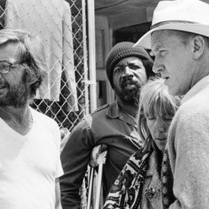 ON THE NICKEL, director Ralph Waite, Hal Williams, Penelope Allen, Donald Moffat on set, 1980, (c) Seven Star Productions