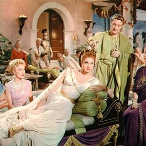 JUPITER'S DARLING, Gower Champion, Marge Champion, Ester Williams, George Sanders, and Norma Varden, 1955