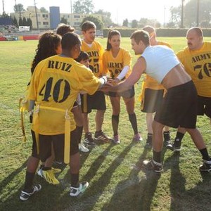 Enlisted, from left: Maronzio Vance, Chris Lowell, Tania Gunadi, Angelique Cabral, Geoff Stults, Mel Rodriguez, 'Homecoming', Season 1, Ep. #5, 01/31/2014, ©FOX