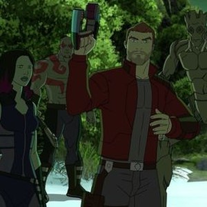 Marvel's Guardians of the Galaxy, from left: Vanessa Marshall, David Sobolov, Will Friedle, Kevin Michael Richardson, 'Space Cowboys', Season 1, Ep. #10, ©DISNEYXD