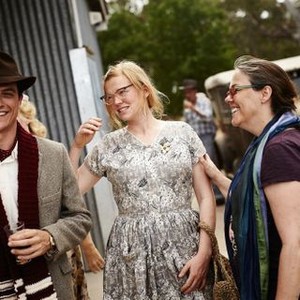 THE DRESSMAKER, from left: James Mackay, Sarah Snook, director Jocelyn Moorhouse, on set, 2015. © Broad Green Pictures