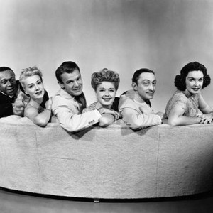 BREWSTER'S MILLIONS, from left, Eddie 'Rochester' Anderson, June Havoc, Dennis O'Keefe, Helen Walker, Mischa Auer, Gail Patrick, 1945