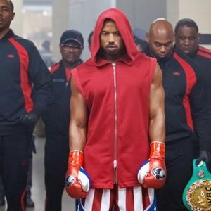 CREED II, WOOD HARRIS (LEFT),  MICHAEL B. JORDAN (FRONT IN RED), 2018. PH: BARRY WETCHER/© MGM
