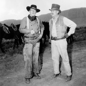 THE SEARCHERS, from left: John Wayne, Ward Bond, on set, 1956 thesearchers1956-fsct07(thesearchers1956-fsct07)