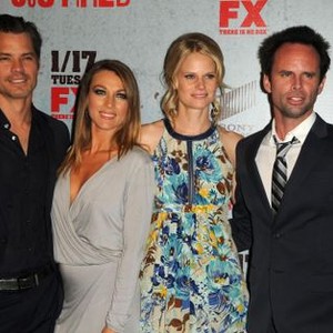 Timothy Olyphant, Natalie Zea, Joelle Carter, Walton Goggins at arrivals for JUSTIFIED Season 3 Premiere, Directors Guild of America (DGA) Theater, Los Angeles, CA January 10, 2012. Photo By: Dee Cercone/Everett Collection