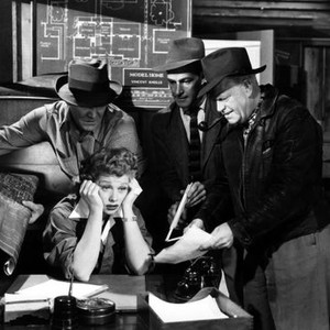 MISS GRANT TAKES RICHMOND, standing left to right: Roy Roberts, Arthur Space, Cliff Clark, Lucille Ball (seated), 1949