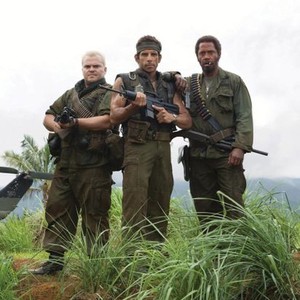 TROPIC THUNDER, from left: Jack Black, Ben Stiller, Robert Downey Jr., 2008, © DreamWorks