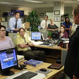 The Office, from left: Brian Baumgartner, Kate Flannery, Phyllis Smith, John Krasinski, Rainn Wilson, Oscar Nuñez, Angela Kinsey, Jenna Fischer, Mindy Kaling, 'The Incentive', Season 8, Ep. #2, 09/29/2011, ©NBC