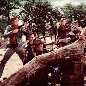WINCHESTER '73, from left: James Stewart, Millard Mitchell, Tony Curtis, James Best, Charles Drake, Jay C Flippen, 1950