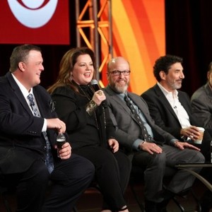 Mike and Molly, from left: Melissa McCarthy, Mark Roberts, Chuck Lorre, Don Foster, 09/20/2010, ©CBS