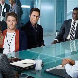 Limitless, from left: Jake McDorman, Desmond Harrington, Michael James Shaw, Hill Harper, 09/22/2015, ©KSITE