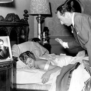 CAUGHT, Max Owphis directing Barbara Bel Geddes, 1949