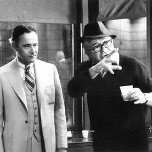 THE FRONT PAGE, Jack Lemmon, Director Billy Wilder on set, 1974