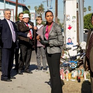 Major Crimes, from left: Michael Paul Chan, Tony Denison, Phillip P Keene, G.W. Bailey, Graham Patrick Martin, Kearran Giovanni, Raymond Cruz, 'Year-End Blowout', Season 2, Ep. #17, 12/30/2013, ©TNT