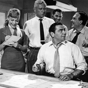 THE RABBIT TRAP, June Blair, David Brian, Ernest Borgnine (seated), Christopher Dark (far right), 1959