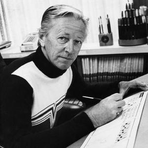 CHARLES M. SCHULZ, (1922-2000), AMERICAN CARTOONIST AND CREATOR OF THE COMIC STRIP 'PEANUTS', IN HIS STUDIO IN SANTA ROSA, CALIFORNIA, 1975.