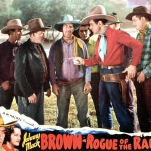 ROGUE OF THE RANGE, (l-r): Tex Palmer, Jack Rockwell, Blackie Whiteford, Art Felix, Johnny Mack Brown, George Ball, 1936