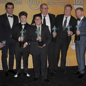 Cast of MODERN FAMILY,Ty Burrell, Nolan Gould, Rico Rodriguez, Ed O''Neill,  Eric Stonestreet, Jesse Tyler Ferguson in the press room for The 20th Annual Screen Actors Guild Awards (SAGs) - Press Room, The Shrine Auditorium, Los Angeles, CA January 18, 201
