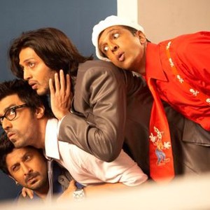 DOUBLE DHAMAAL, clockwise from bottom left: Arshad Warsi, Aashish Chaudhary, Ritesh Deshmukh, Javed Jaffrey, 2011. ©Reliance Entertainment