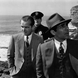 CHINATOWN, Jack Nicholson (left), Perry Lopez (right), 1974