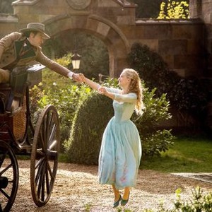 CINDERELLA, Ben Chaplin (center), Lily James as Cinderella (right), 2015. ph: Jonathan Olley/©Walt Disney Studios Motion Pictures