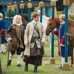 Outlander, Simon Callow (L), Sam Heughan (R), 08/09/2014, ©STARZPR