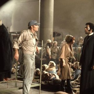SOYLENT GREEN, foreground from left: Charlton Heston, Lincoln Kilpatrick, 1973