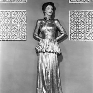 A DOUBLE LIFE, Signe Hasso, in a gold-lame gown by Travis Banton, 1947