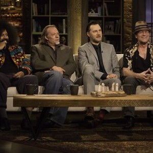 Talking Dead, from left: Reggie Watts, Gregory Nicotero, David Morrissey, Michael Rooker, 'Season 2', 10/14/2012, ©AMC