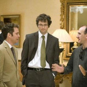 IN THE LOOP, foreground from left: Tom Hollander, Chris Addison, director Armando Iannucci, on set, 2009. ©IFC Films