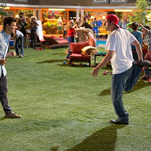 (L-R) Taylor Lautner as Andy and Adam Sandler as Lenny Feder in "Grown Ups 2."