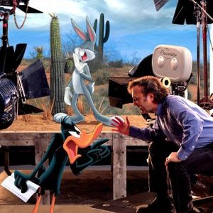 LOONEY TUNES: BACK IN ACTION, Daffy Duck, Bugs Bunny, director Joe Dante on the set, 2003, (c) Warner Brothers