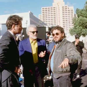GRAND CANYON, Kevin Kline, Steve Martin, director Lawrence Kasdan, on set, 1991. TM and Copyright (c)20th Century Fox Film Corp. All rights reserved