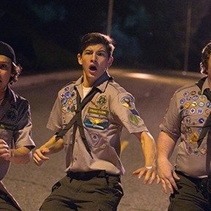 (L-R) Logan Miller plays Carter, Tye Sheridan plays Ben and Joey Morgan plays Augie in "Scouts Guide to the Zombie Apocalypse."