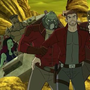 Marvel's Guardians of the Galaxy, from left: Trevor Devall, Vanessa Marshall, Kevin Michael Richardson, Will Friedle, 'We Are Family', Season 1, Ep. #8, 11/21/2015, ©DISNEYXD