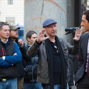 THIRD PERSON, center: director Paul Haggis, right: Adrien Brody on set, 2013, ph: Maria Marin/©Sony Classics
