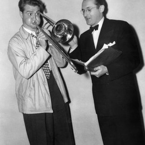 SHIP AHOY, Red Skelton, Tommy Dorsey, clowning around on-set. 1942