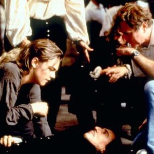 THE MAN IN THE IRON MASK, Leonardo DiCaprio(far left), director Randall Wallace (far right), on set, 1998. (c)United Artists