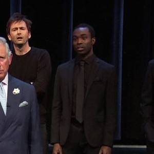 SHAKESPEARE LIVE! FROM THE RSC, from left: Charles, Prince of Wales, David Tennant, Pappa Essiedu, Benedict Cumberbatch, 2016. © BBC