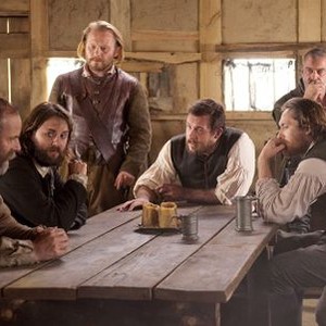 Saints and Strangers, from left: Ron Livingston, Michael Jibson, Barry Sloane, Ray Stevenson, 11/22/2015, ©NATGEO