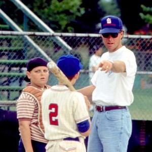 THE SANDLOT, Patrick Renna (left), director David Mickey Evans (right), on set, 1993, TM and Copyright ©20th Century Fox Film Corp. All rights reserved.